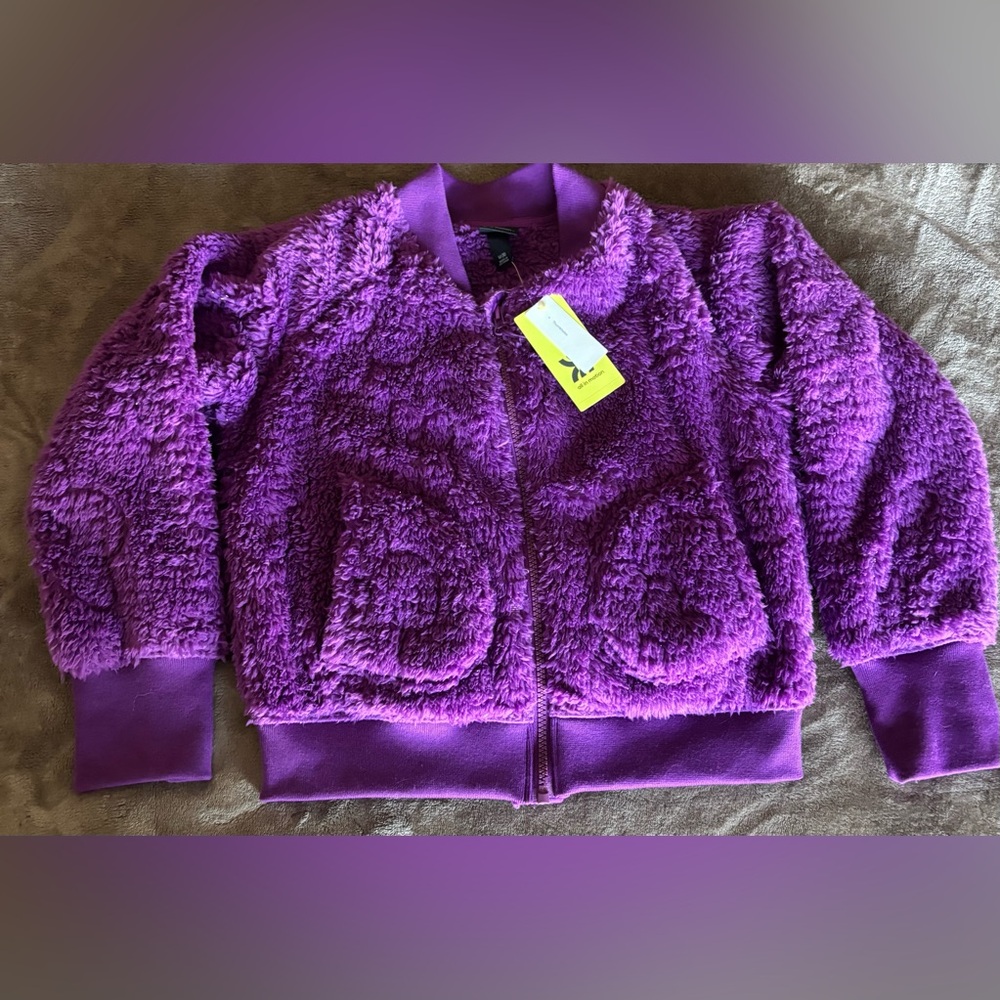 NWT All in Motion Soft & Fuzzy Purple Kids Zip Up Fleece Jacket